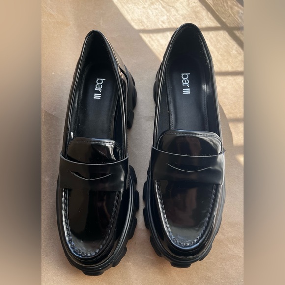 Bar III Black Platform Loafers Shoes Size 10 M - Picture 4 of 12